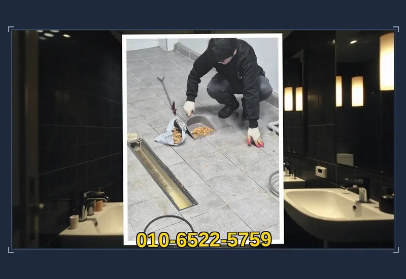 강북 송천동 싱크대 하부 배관 유지방 분쇄 현장 시공 사진