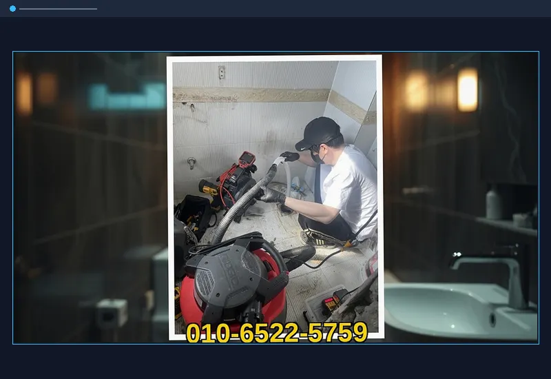 문정동 화장실 변기 오수관 정밀 통수 현장 시공 사진