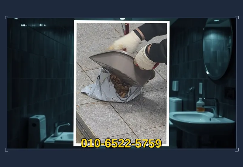 수지 성복동 싱크대 하부 배관 유지방 분쇄 현장 시공 사진